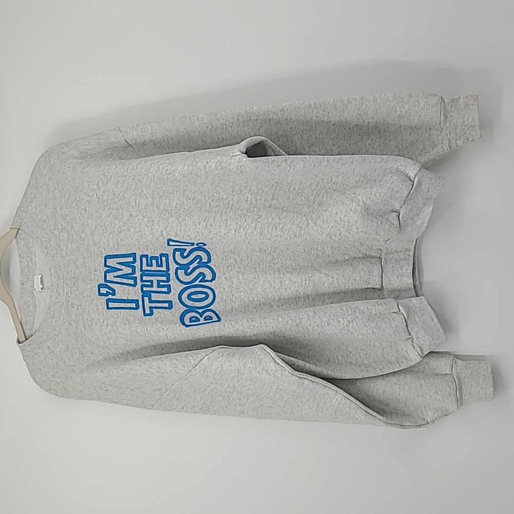 I'm the boss! Vintage funny sweatshirt puff paint lettering XL
